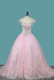 2022 Ball Gown Quinceanera Dresses Sweetheart Sweep/Brush Lace Up Back Applique PP161S9H