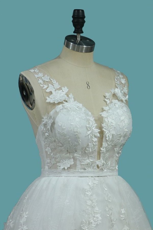 2024 V Neck Lace Mermaid Wedding Dresses With Applique PZ46RAAM