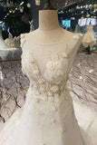 2024 A-Line New Arrival Wedding Dress Lace Up With Handmade Flowers PM6YE4QG