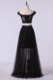 2024 Two Pieces Prom Dresses Tulle A Line PEJFNS44