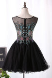 2024 A-Line Scoop Homecoming Dresses Short/Mini Tulle With Beads PNXHP471