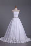 2024 Strapless Tulle Wedding Dresses A-Line With PEDMALF2
