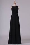 2024 Sexy Open Back Scoop Chiffon Prom Dresses With Applique P8C2ALRR