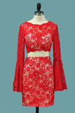 2024 Two-Piece Scoop Long Sleeves Lace Sheath P647ETER
