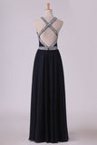 2024 Sexy Open Back A Line Prom Dresses Chiffon With Beads PNYS3R83