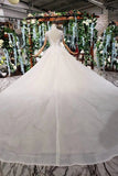 2024 Wedding Dresses Royal Train High Neck Short Sleeves Lace PN7X7BCL