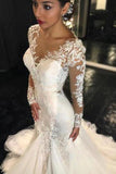 2024 V Neck Wedding Dresses Mermaid/Trumpet With Applique And Beads PPMNXYJB