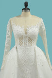 2024 Mermaid Tulle Wedding Dresses Long Sleeves Scoop P61CQBQQ