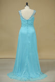 2024 Chiffon Prom Dresses V Neck With Beading A Line Sweep PJNN6YCL