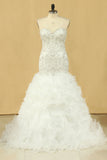 2024 Hot Plus Size Sweetheart Wedding Dresses Mermaid Organza With Beads And PL7HBY1X