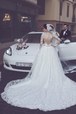 A Line Round Neck Tulle Wedding Dresses With Appliques Wedding STKPYP3F2BA