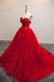 2024 Sweetheart Ball Gown Tulle With Applique Sweep PHK5GE1T