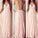 Sexy Backless V-Neck Spaghetti Straps Lace Prom Dresses Chiffon Blush Pink Prom Dresses