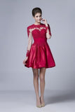 Beautiful Prom Dresses Short A-Line Scoop Long Sleeves With P2ZDHDF4