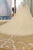 2024 Scoop Wedding Dresses A Line With Beading Chapel Train Tulle P1CN5RKL