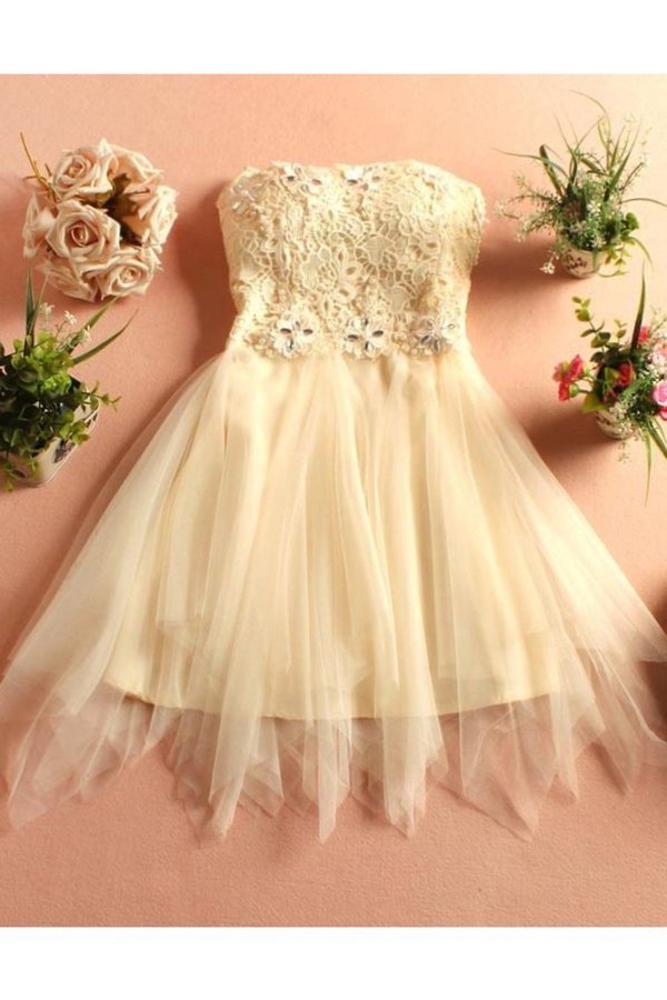 2024 Strapless Homecoming Dresses A Line Tulle & PQZNHA54