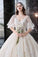 2024 Ball Gown Wedding Dresses V Neck Half Sleeves Appliques Lace PTR6NRX5