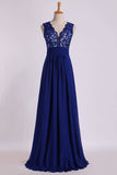 2024 V Neckline Prom Dresses Ruched Waistband Tulle Back Flowing Chiffon Skirt PE7C8P9D
