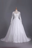 2024 Long Sleeves Scoop Ball Gown Wedding Dresses Tulle With Applique And P699N7GH