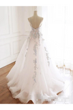 Beaded Spaghetti Strap Illusion V Neckline Wedding Dress With Colorful STKPH7CQTB3