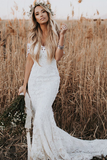Mermaid Scoop Short Sleeves Lace Wedding Dress