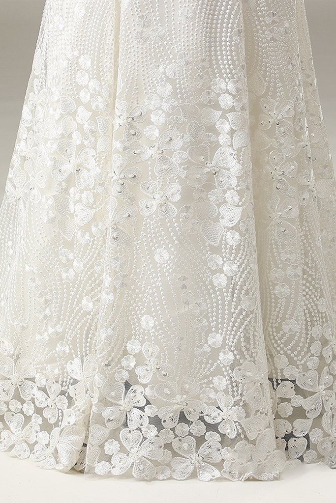 Embroidered Lace Sweetheart Wedding Dress