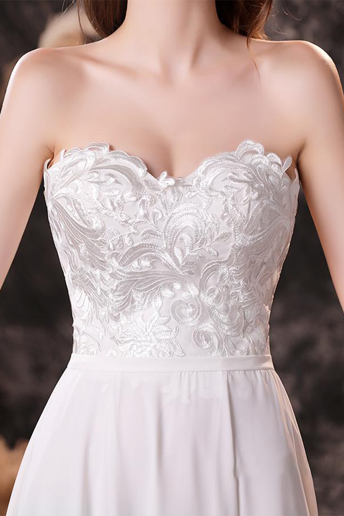 Simple Sweetheart Open Back Lace Wedding Dress