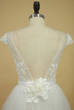 2024 Bateau Sheath Wedding Dresses Tulle With Applique And PDTB3K4T