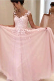 Gorgeous A-line Pink Chiffon Long Sweetheart Floor-Length Sleeveless Prom Dresses