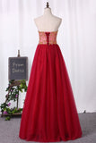 2024 A Line Sweetheart Tulle With Beading Floor Length PZEH9L2L