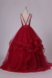 2024 Tulle Ball Gown With Beading Prom Dresses Scoop PT7J5R4P