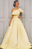 Charming One Shoulder Prom Dress A Line Cheap Satin Formal STKPGA3RNC6