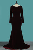 2024 Prom Dresses Scoop Long Sleeves Mermaid Velvet P738R16C