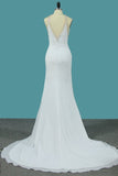 2024 Chiffon Scoop Open Back Mermaid Wedding Dresses PT6S6H6M