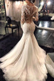 2024 V Neck Wedding Dresses Mermaid/Trumpet With Applique And Beads PPMNXYJB