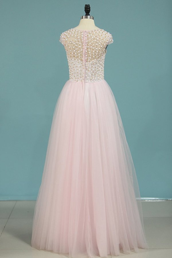 2022 Scoop Prom Dresses A Line Tulle With PKJEZT11