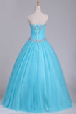 2024 Quinceanera Dresses Sweetheart Tulle With Beads And Ruffles PLZ8YXPL