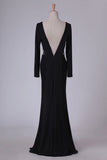 2022 Sexy Open Back Long Sleeves V Neck Spandex Mother Of The Bride Dresses PALJN6M9