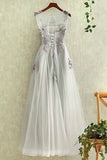 2024 Tulle With Applique A Line Prom Dresses Scoop PZZMK973