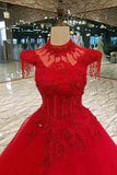 2024 Gorgeous Red Wedding Dress Special Price High Neck Floor Length PQNQC2X8