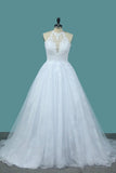 2024 Tulle & Lace Wedding Dresses Scoop A Line With PLEKTNCM