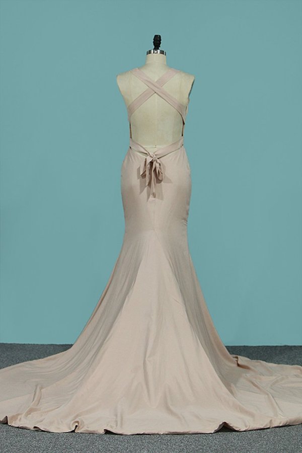 2024 Sexy Mermaid Prom Dresses Halter Spandex Lace PRTFLGSF