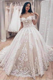Ball Gown Off The Shoulder Wedding Dress With Lace Appliques Gorgeous PC62493J