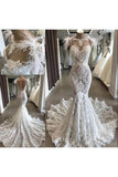 Luxury Lace Mermaid Wedding Dress With Train Sexy Open Back Pearls Wedding STKPE5AS8YA