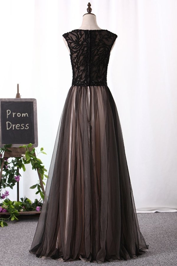 2024 Scoop Prom Dresses A Line Tulle With PSSGKT8Y