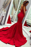 Sexy Red Sweetheart Mermaid Prom Dresses, Strapless Sweetheart Evening Dresses STK15348
