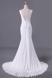 2024 White Scoop Mermaid/Trumpet Wedding Dresses Spandex PBSM3FTC