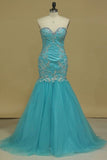 2024 Sweetheart Prom Dresses Mermaid/Trumpet With Applique And PDTBHCK9