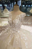 2024 Gorgeous Handmade Flower Tulle Wedding Dresses A Line With PBLN7EZR