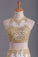 2024 Two-Piece Scoop Mermaid Prom Dresses Chiffon With Gold P3KKGSTD